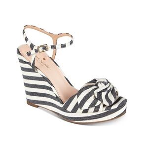 Kate Spade Janae Striped Wedge Bow Sandals Size 7.5